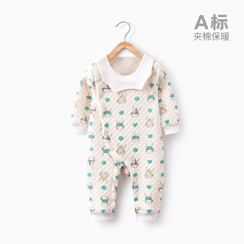 连体衣服秋冬纯棉夹棉宝宝新款爬服 巴布乐园连身衣/爬服/哈衣