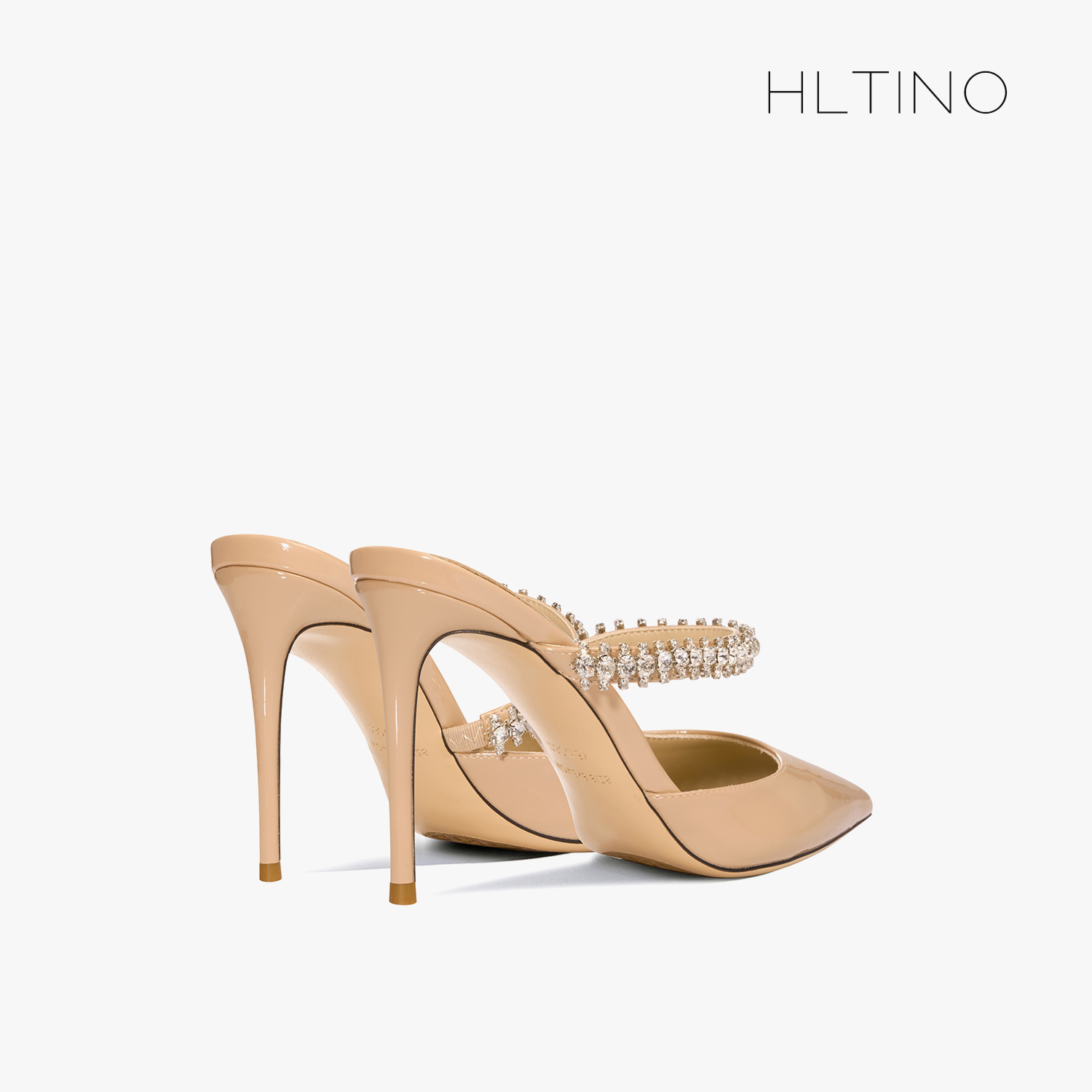 hltino2024夏季新款一字带女式水钻高跟鞋细跟祼色包头凉拖鞋外穿-图2