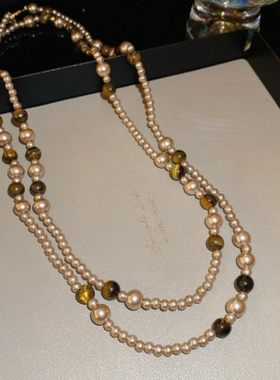 波西米亚复古钱币流苏串珠项链女新中式脖毛衣链民族风做旧叠戴挂