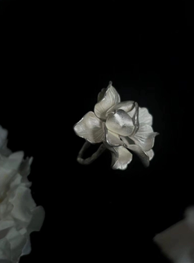 金缘缨黄金鸢尾花戒指高颜值点钻镶嵌素圈繁花优雅高级足金戒指潮