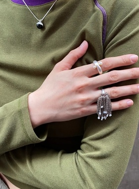 流苏戒指女小众设计感指环重工2024新款女款轻奢小众高级感气质银