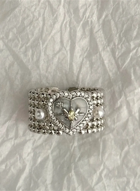 滿天星辰六芒星珍珠戒指女小众设计感女士女款戒2025年新款女生潮