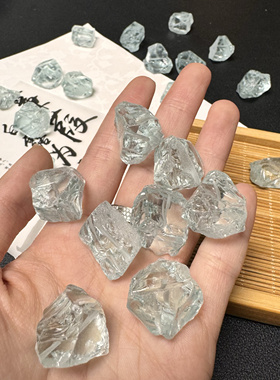 天然原矿蓝晶 海蓝玻通孔随形碎石 diy手工编织项链手链材料