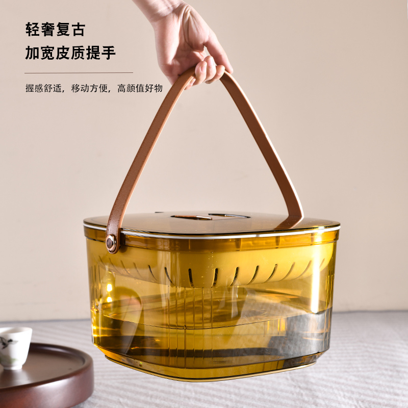 带提手茶水桶废水桶家用干湿分离茶台茶渣大容量茶几功夫茶茶桶 - 图0