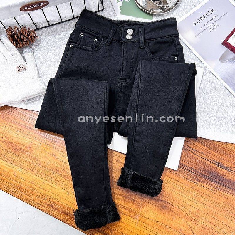 黑色高腰加绒显瘦小脚牛仔裤女2025年秋冬季新款加厚特厚铅笔靴裤,淘宝优惠券,粉丝福利购,淘宝优惠卷
