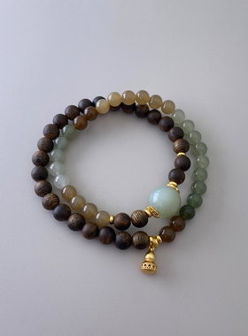 【桥渡】禅意手链女款 925银国风碧玉多宝叠戴多圈氛围感手串手饰