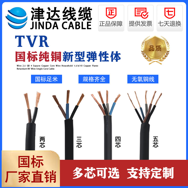 YC电缆津达线缆T3线VR5/线耐腐蚀/YZ耐油/芯电缆线24橡套胶皮防水 - 图1