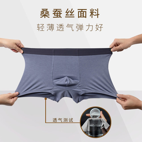 桑蚕丝男士内裤春夏季款男短裤无痕平角裤中腰抗菌莫代尔四角裤头 - 图2