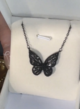 2024年款轻奢高级感微镶黑色锆石蝴蝶项链超仙气质网红锁骨链颈链