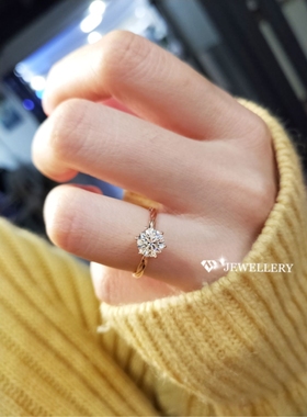 18K金藤蔓六爪仿真钻戒指