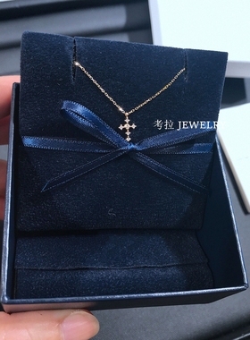 日本ΑΗKAИ十字架项链女挚爱18.K星光镶钻锁骨链纯银气质高级潮