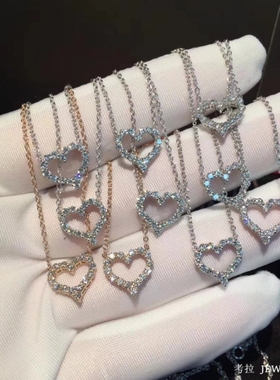 测试推荐Τ家爱心项链18K金