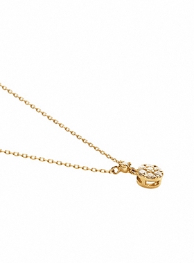 日本Vendome Aoyama圆形钻锆石项链女镀18.K纯银水滴锁骨链气质潮