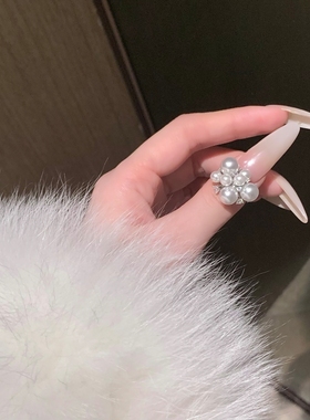 超仙锆石仿珍珠戒指小众设计百搭