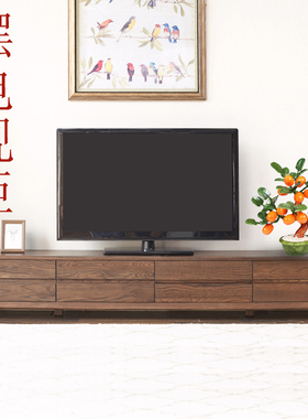 玉石金桔中式风植物电视柜盆景