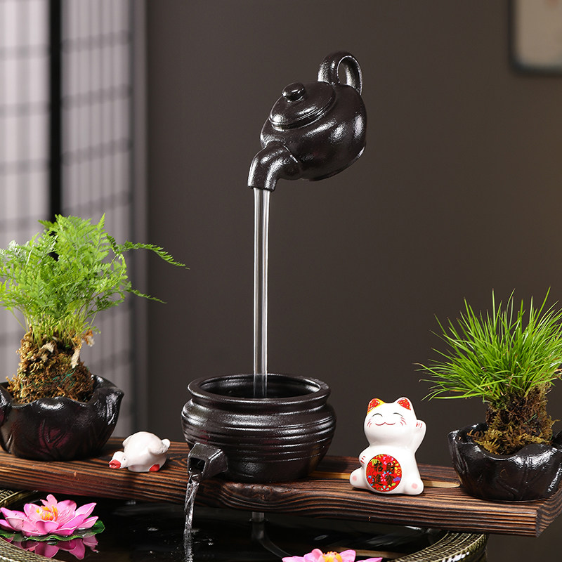 生态缸陶瓷悬壶流水罐庭院鱼缸造景装饰家居山水怡情流水摆件家居,淘宝优惠券,粉丝福利购,淘宝优惠卷