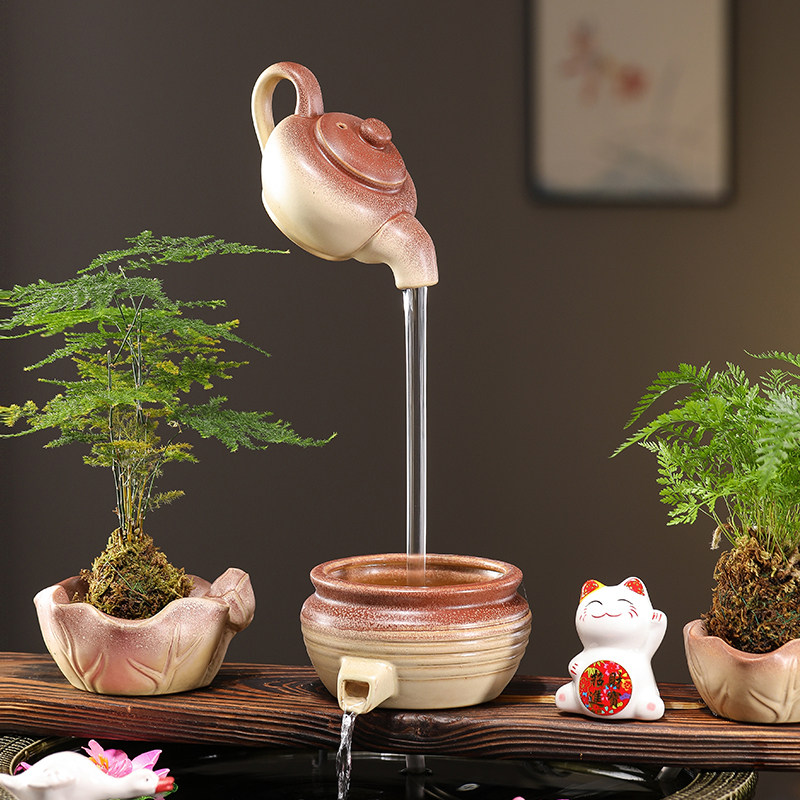 生态缸陶瓷悬壶流水罐庭院鱼缸造景装饰家居山水怡情流水摆件家居,淘宝优惠券,粉丝福利购,淘宝优惠卷