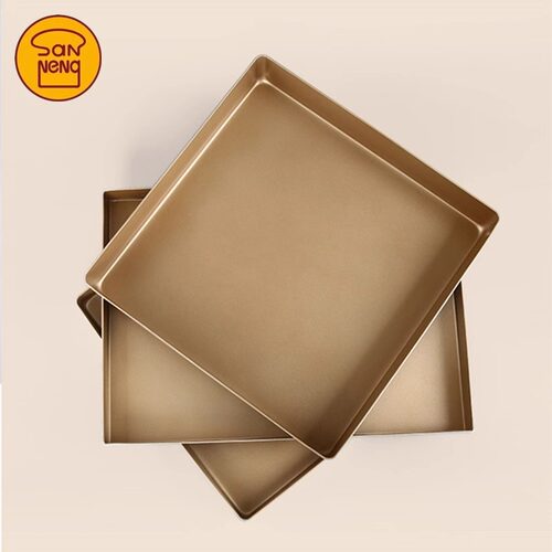 三能SN13123金色不沾古早烤盘正方形金盘28x28蛋糕卷月饼烘焙模具 - 图3