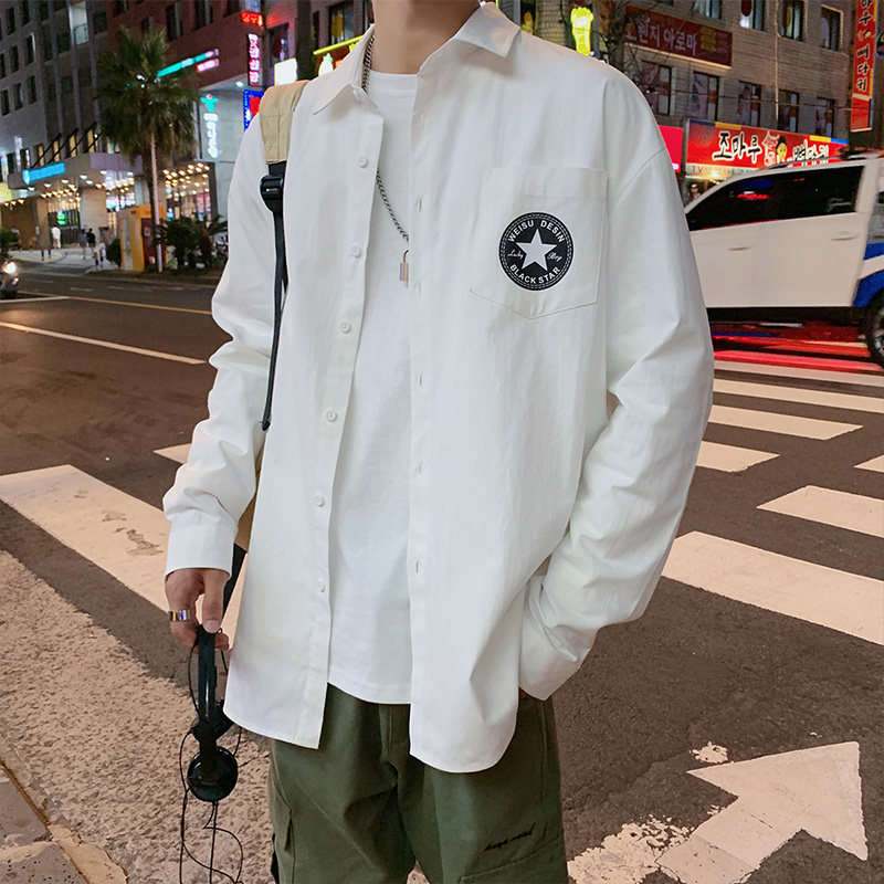 男2020春季新款港风帅气宽松寸衬衫 慕甸衬衫