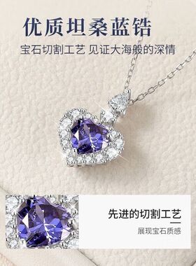 海洋之心S999足银公主爱心项链女生轻奢高级感锁骨链新款节日礼物