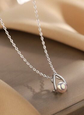 S999足银珍珠项链女生轻奢气质2024新款颈链高级感纯银吊坠锁骨链