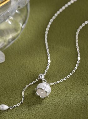 S999足银拉丝铃兰花流苏项链女生轻奢古风花朵吊坠锁骨链气质高级