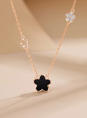 岁岁有钱花S925银五花项链女生轻奢精致五瓣花吊坠锁骨链节日礼物