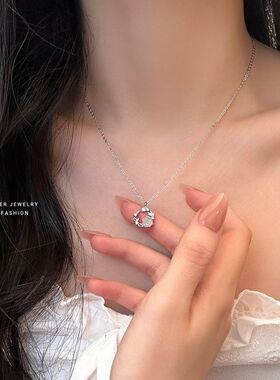 超仙气质花环项链女s999纯银百搭轻奢幻彩玫瑰花锁骨链足银高级感