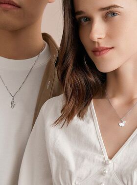 三生有杏情侣项链女S999足银轻奢小众锁骨链2024年新款送女友礼物