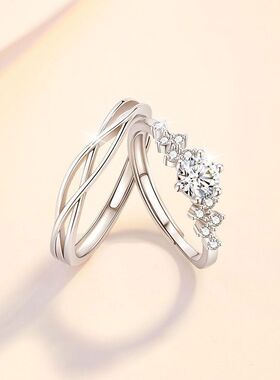 星芒S925银闪耀满天星情侣戒指男女轻奢表白指环节日情侣对戒礼物