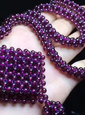 紫牙乌石榴石编织中国结毛衣链