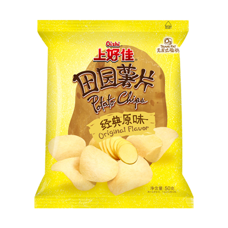 上好佳田园薯片50g*10袋番茄味膨化食品组合休闲零食吃货小吃礼包