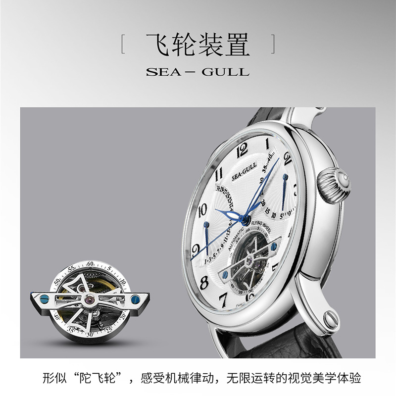 Seagull海鸥手表男自动机械表潮流多功能时尚镂空飞轮系列腕表317