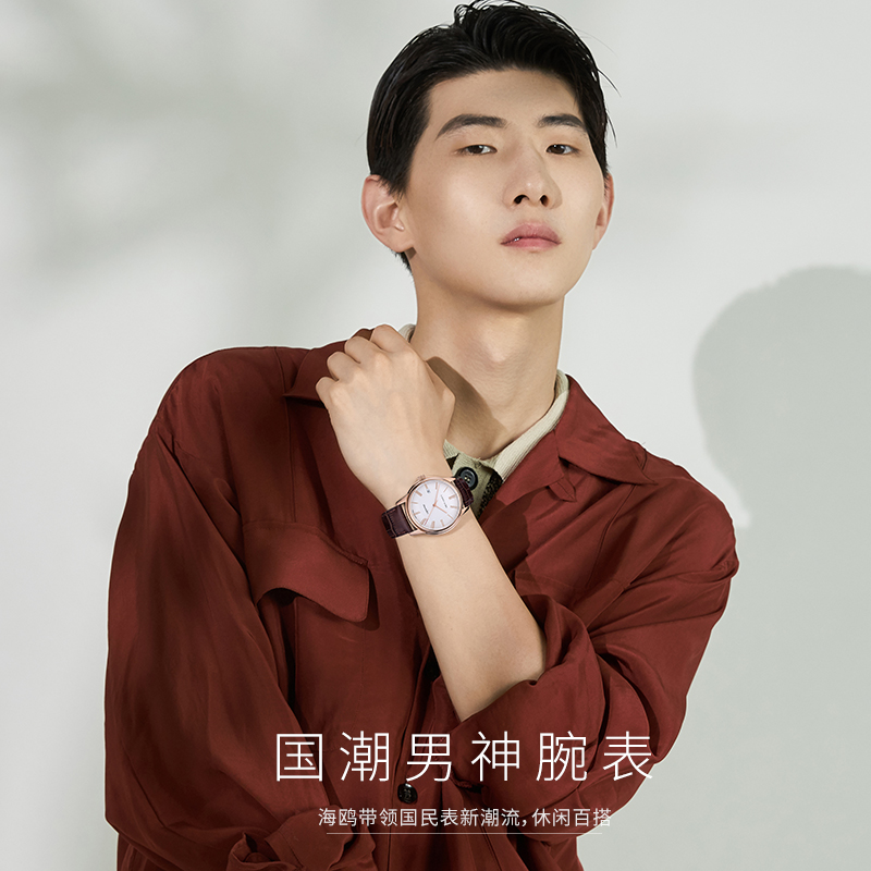 官方正品海鸥手表男防水自动机械表镀金腕表519.405时尚商务男表