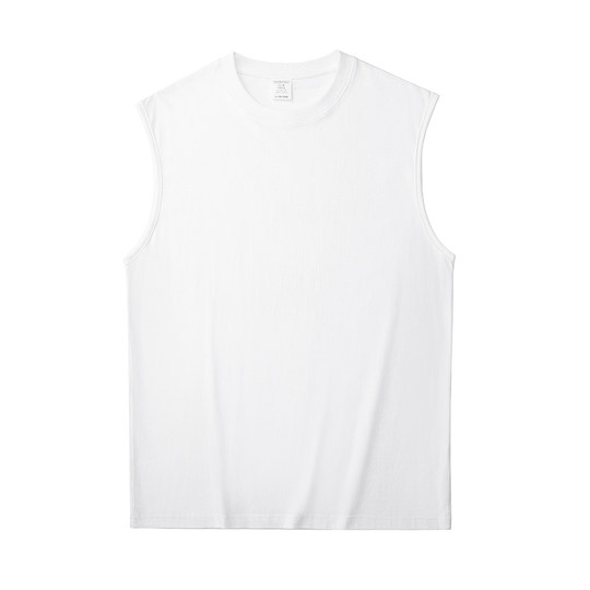 新疆棉250g重磅纯棉运动汗背心男夏季潮牌宽松白色坎肩无袖T恤衫