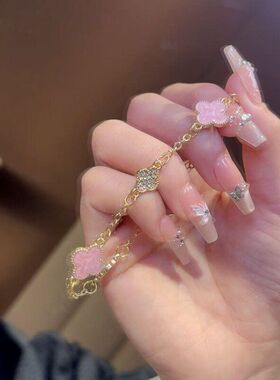 金色五花四叶草手链新款可调节