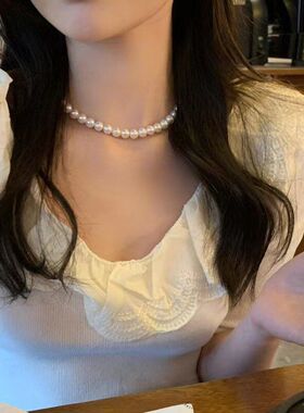 法式轻奢仿珍珠项链女ins高级感