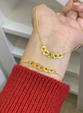 碎冰冰五帝钱币手链女轻奢高级