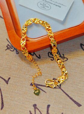 越南沙金四叶草链条手链