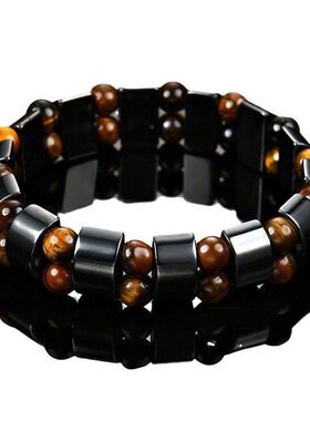 天然虎眼石黑色磁性磁石手链男女