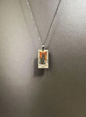 不锈钢字母项链古着配饰女彩印