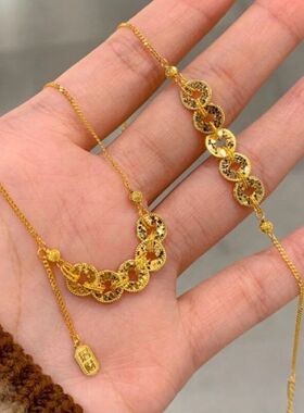 新款碎碎冰五帝钱币手链女新中式