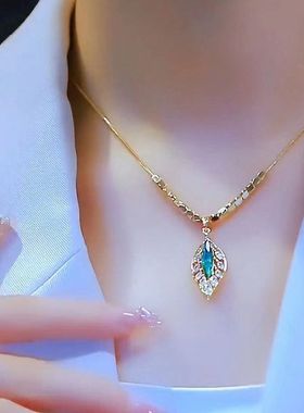 钛钢碎银几两金枝玉叶锁骨链女