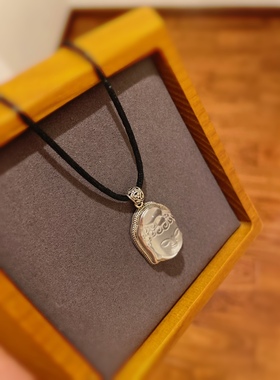 尼泊尔进口天然白水晶佛头吊坠925纯银宝宝吊坠释迦牟尼观音礼物