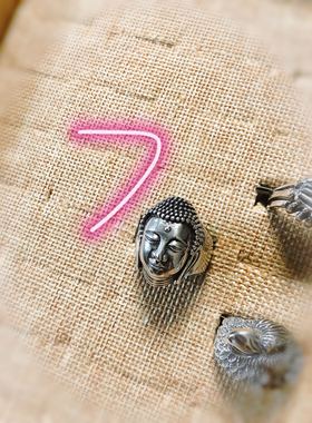 手工骷髅纯银石榴石男士戒指