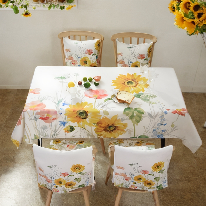 田园风美式桌布餐桌椅套罩套装椅垫棉麻防烫长方形家用桌布茶几布