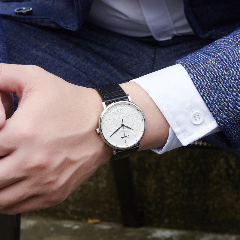 卡罗莱超薄皮带潮流十大学生男表 caluola贝安加国产腕表