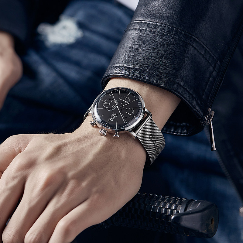 卡罗莱全自动钢带皮带时尚机械表 caluola贝安加国产腕表