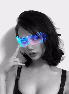 抖音同款爆闪发光眼镜男女通用