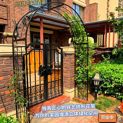欧式铁艺拱形花架户外拼装金属连接件绿植花架定制 - 图2